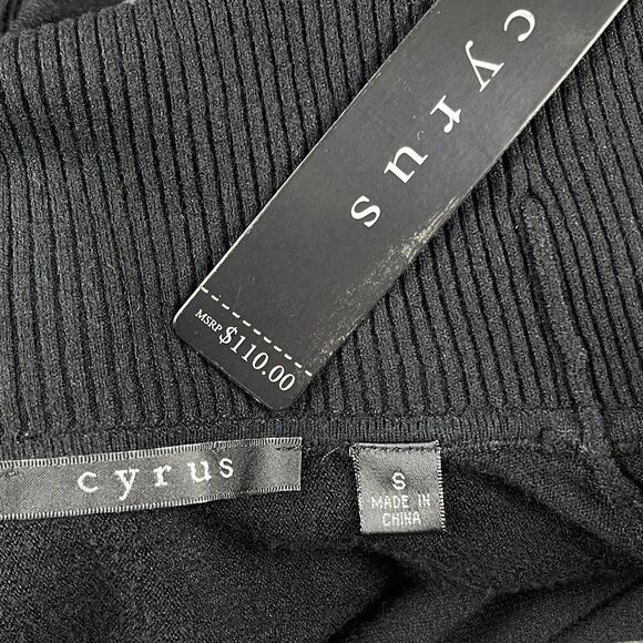 Cyrus Women's Knit Turtleneck Sweater Small Black Fringe Hem Boxy Oversized Top - Picture 10 of 11